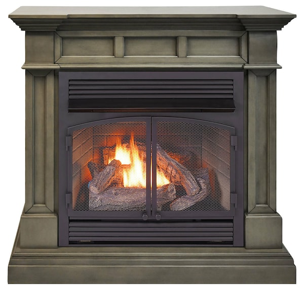 Duluth Forge Dual Fuel Ventless Gas Fireplace With Mantel - 32,000 Btu, Remote DFS-400R-2GR - main